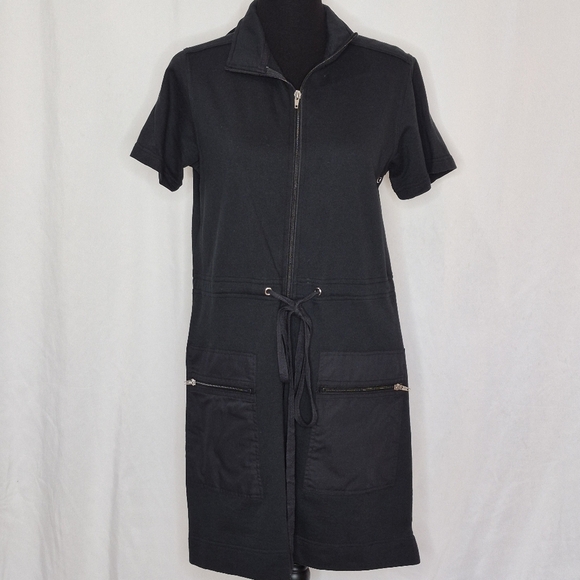 Jordan Taylor 100% Cotton Full Zip Cinch Waist Zip Pocket Coverup Dress - Size M - Picture 1 of 10